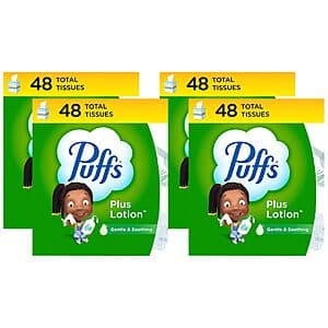 4-Pack 48-Count Puffs Plus Lotion Facial Tissue $4.10