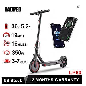 LADPED LP60 350W Electric Scooter, up to 19mph / 16 Miles $104.65 + Free Shipping