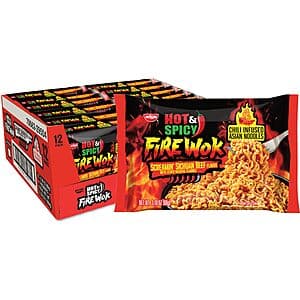12-pk 3.10-oz Nissin Fire Wok Hot & Spicy Chile Infused Noodles (Screamin Beef) $8.35 w/ Subscribe & Save