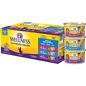 Select Accts: 12-Pk 3-Oz Wellness Wet Canned Cat Food (Seafood Pate) $8.35 w/ S&S