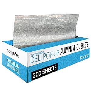 200-Count 12" Pre-Cut Deli Aluminum Pop Up Foil Sheets $9.75 & More w/ Subscribe & Save