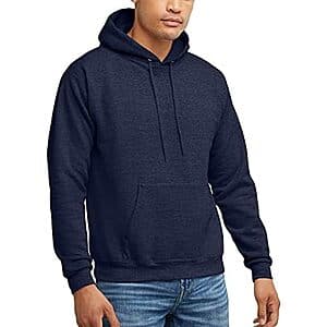 Hanes Men's EcoSmart Fleece Pullover Hooded Sweatshirt (Heather Navy) $8