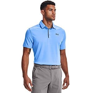 Under Armour Men's Tech Golf Polo (Carolina Blue/Pitch Gray) $18