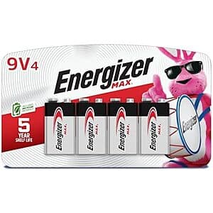 Select Accounts: 4-Pk Energizer MAX 9V Alkaline Batteries $6.90 w/ S&S