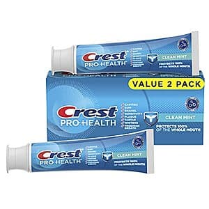 $3.98: 2-Pack 4.3-Oz Crest Pro-Health Clean Mint Toothpaste at Amazon