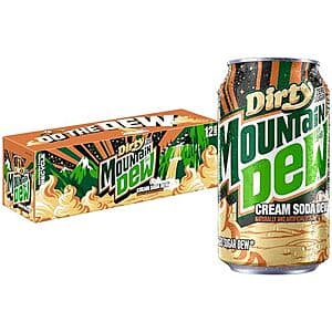 12-Pk 12-Oz Mountain Dew Zero Sugar Soda Pop (Cream Soda Dew) 4 for $19 & More