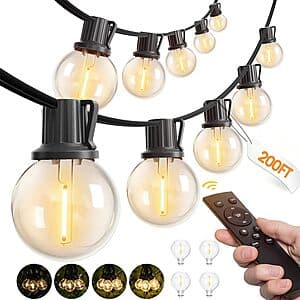 200-Ft addlon Dimmable Outdoor Globe LED String Lights w/ Remote $30 + Free S&H