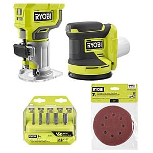 RYOBI ONE+ 18V Compact Fixed Base Router & 5" Random Orbit Sander Bundle $99 + Free Shipping