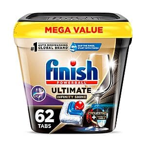 62-Count Finish Powerball Ultimate Infinity Shine Dishwasher Pods $12.25 w/ Subscribe & Save