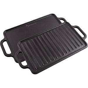 Victoria 13"x8.5" Rectangular Reversible Pre-Seasoned Cast Iron Griddle (Black) $15