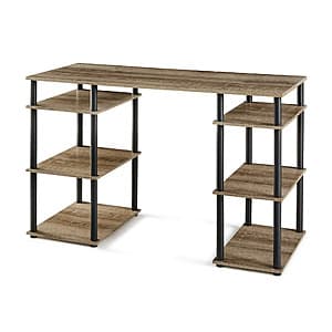 Mainstays 6-Shelf No Tools Computer Desk (Rustic Brown, 47.64" W x 20" D x 29.8" H) $25.35