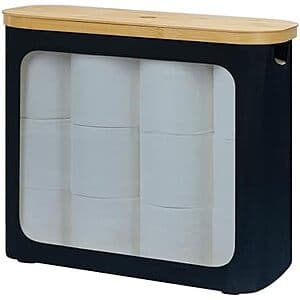 Rosos 9-12 Roll Toilet Paper Storage w/ Bamboo Lid (Black) $10.50