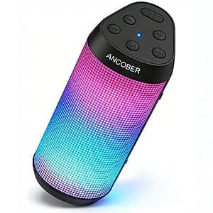 ANCOBER 20W Portable 8-Mode LED Bluetooth Speaker w/ 30-Hour Playtime (Black) $14