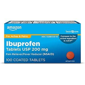100-Ct 200mg Amazon Basic Care Ibuprofen Tablets $2 w/ S&S