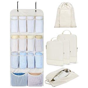 Prime Members: BAGSMART 6-Set Hanging Compression Packing Cubes (Beige) $24