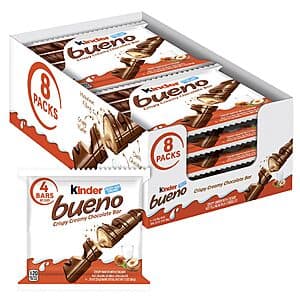 8-Pack 3-Oz Kinder Bueno Milk Chocolate & Hazelnut Cream Chocolate Bars $11.30