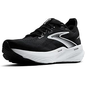 Brooks Men's Glycerin 22 neutral running shoe in black with country blue and orange pop accents.