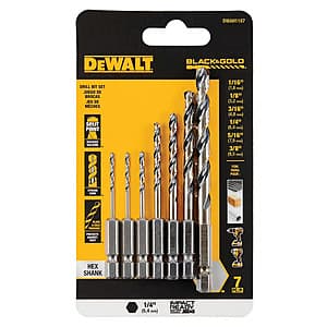 7-Piece DeWALT Hex Shank Black & Gold Impact Ready Drill Bit Set $10 + Free Store Pickup