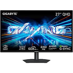 27" GIGABYTE QHD OLED 1440p 240Hz G-Sync Gaming Monitor $300 + Free S&H