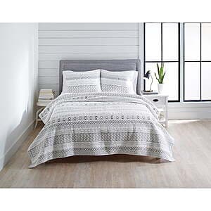Better Homes & Gardens Gray Aztec Stripe Cotton Quilt (King of Full/Queen) $12