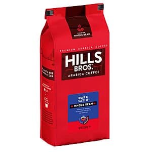 32-Oz Hills Bros. Whole Bean Dark Roast Coffee (Dark Satin) $10.90 w/ S&S