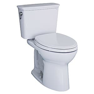 TOTO Comfort Height toilet with white ceramic bowl and SoftClose seat in a transitional design style.