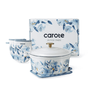5-Qt CAROTE 9.5" Cast Iron Nonstick Dutch Oven w/ Dual Handles, Gloves & Pot Pad $33