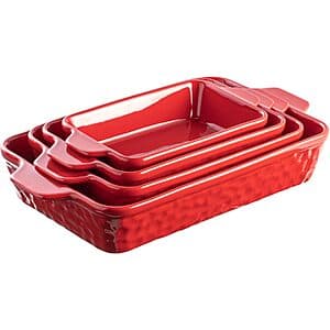 4-Pc Dafuceramic Rectangular Ceramic Casserole Dishes (Red) $28