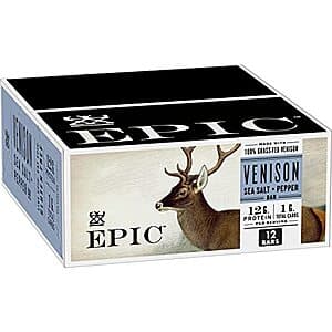 12-Pack 1.3-Oz Epic Venison Keto Friendly Bars (Sea Salt & Pepper) 2 for $25.30 w/ Subscribe & Save