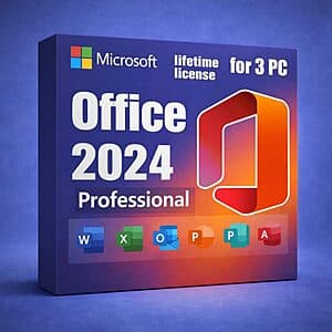 Microsoft Office 2024 Professional Lifetime License (3-PC/Windows 10/11 Digital) $12