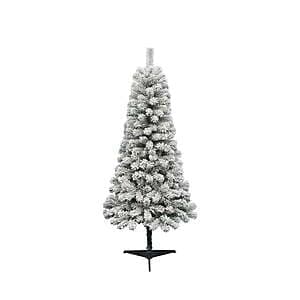 6' Holiday Time Pine Green Flocked Artificial Christmas Tree $10