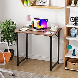 32" PayLessHere Metal Frame Computer Desk w/ Adjustable Feet (Brown) $18