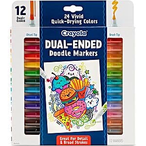 12-Count Crayola Dual-Ended Chisel Tip & Brush Markers $5