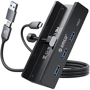 ORICO 4-Port USB Desk Clamp Hub (1x USB-C, 3x USB-A) $14.30