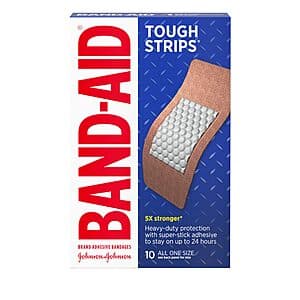 10-Count Band-Aid Brand Tough Strips Adhesive Bandages (Extra Large) $1.50 w/ Subscribe & Save