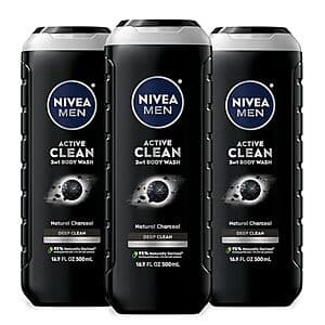 3-Pack 16.9-Oz Nivea Men Active Clean Charcoal Body Wash $8.30 w/ Subscribe & Save