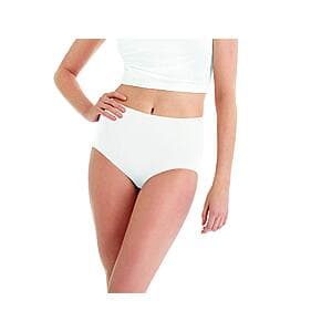 6-Pk Hanes Women's High-Waisted Cotton Brief Underwear (White) $7.25