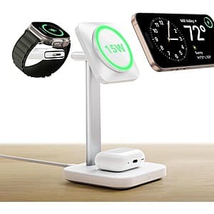 ESR 3-in-1 Qi2 Certified 15W MagSafe Wireless Charging Station (White) $13