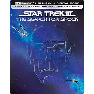 Star Trek III: The Search for Spock 40th Anniversary Steelbook (4K UHD + Blu-ray) $16.25