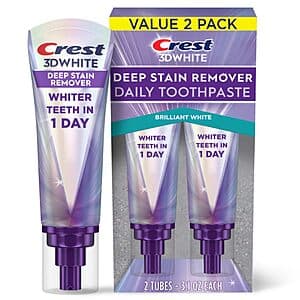 2-Pack 3.1-Oz Crest 3D White Deep Stain Remover Toothpaste $12.55 w/ Subscribe & Save