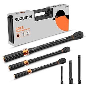 3-Piece SUZUME 72 Teeth Dual-Direction Torque Wrench Set (1/4", 3/8", 1/2") $56.40 + Free Shipping