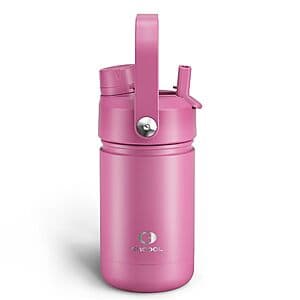 12-Oz ENCOOL Kids Insulated Stainless Steel Water Bottle w/ Straw (Turkish Rose) $5