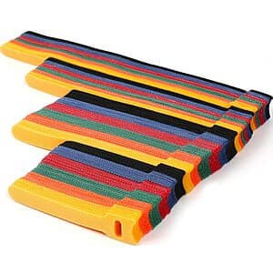 180-Piece HFengQ Reusable Multicolor Nylon Velcro Cable Ties (4",6",8",10") $4.80