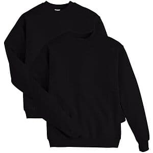 2-Pack Hanes Men's EcoSmart Fleece Pullover Crewneck Sweatshirt (Black) $15