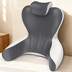 22" Hamyodo Back Support Pillow w/ Removable Cervical Pillow (Grey/ White) $21.40 + Free S&H