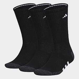 3-Pairs Men's adidas Cushioned Crew Length Socks in Black (Large) $6 + Free S&H