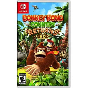Donkey Kong Country Returns HD video game case for Nintendo Switch with colorful jungle-themed artwork.
