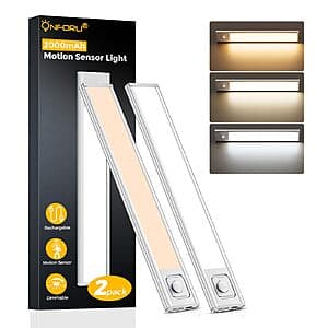 2-Pack 9.8" Onforu Rechargeable Under Cabinet Motion Sensor LED Lights $7.90