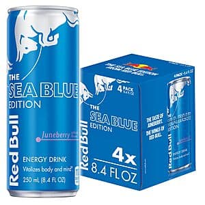 4-Pack 8.4-Oz Red Bull Energy Drink (The Sea Blue Edition / Juneberry) $4.20 w/ Subscribe & Save