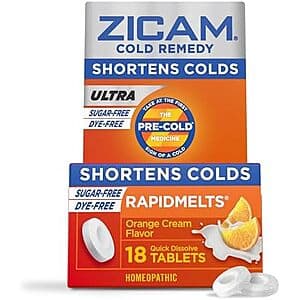 Select Accts: 18-Ct Zicam Ultra Cold Remedy Zinc Rapidmelts (Orange Cream) $4.35 w/ S&S